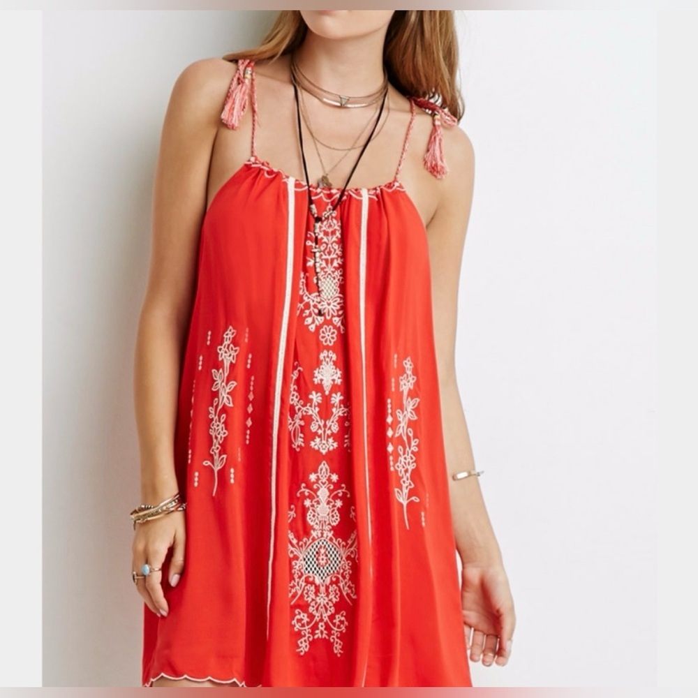 Forever 21 Scarlet Embroidered Dress